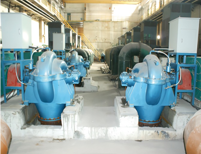 鞍钢提升泵站、循环水泵采用卧式单级水平中开式双吸离心泵