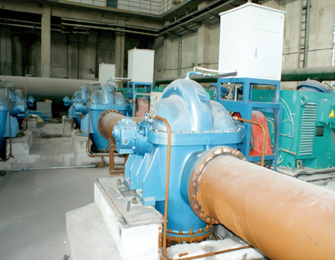 鞍钢提升泵站、循环水泵采用卧式单级水平中开式双吸离心泵